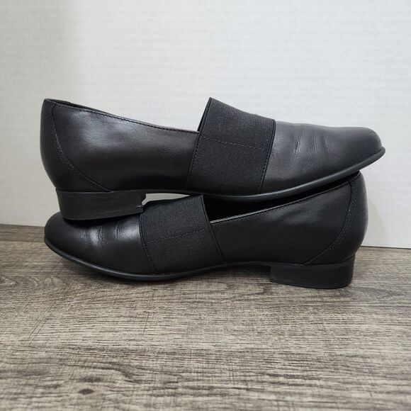 Clarks Unstructured Women 7 Black Leather Juliet Gem Slip On Flats - Picture 5 of 10